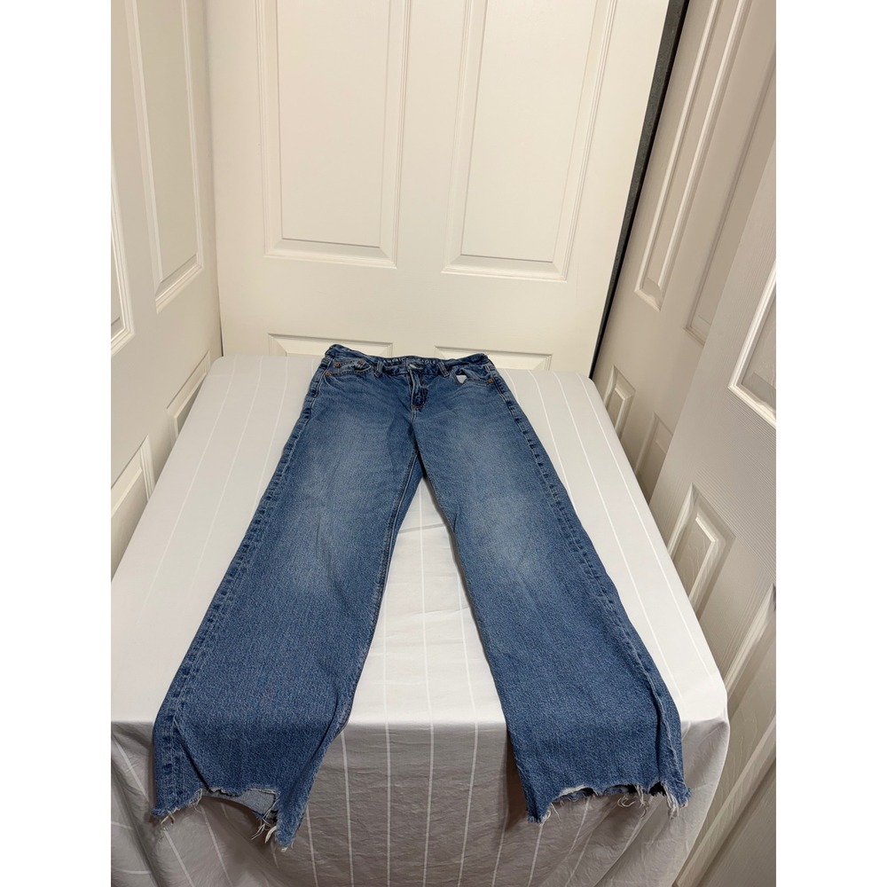 American Eagle Curvy Stovepipe Jeans Womens 4 Regular Blue Raw Hem High Rise